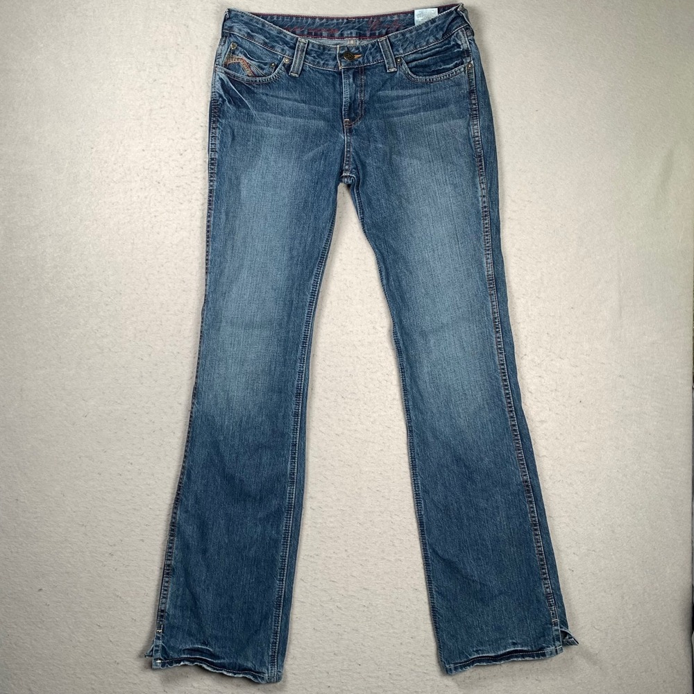 Ariat Bootcut Jeans Ruby Womens 30L (Fits 33x34.5) Blue Medium Wash Embroidered